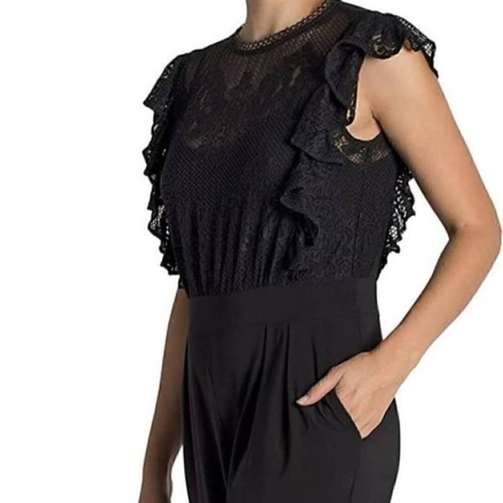 Julia Jordan Black Lace Bodice Jumpsuit Size 4 - Picture 2 of 11